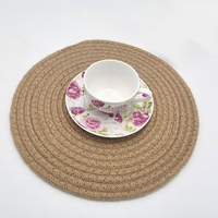 Usine en gros et personnalisé coton et lin corde tissage sous-verres napperon rond paquet tapis de Table cadeaux, napperons ronds tissés en paille
