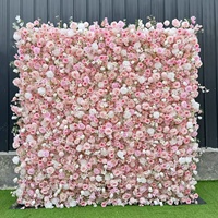 Backdrop Bunga Sutra Artifisial 3D Modern Cantik Ukuran 8ft*8ft untuk Photobooth, Panel Bunga Latar Belakang Pernikahan Warna Baby Pink