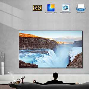 SCREENPRO 84~150인치 안티 레이저 스펙클 4K/8K HD 그레이 ALR 얇은 고정 프레임 프로젝션 스크린 (단초점/장초점 프로젝터용) - Product Image 1