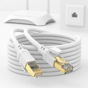 Cable Ethernet Cat8 Redondo SFTP, Conductor de Cobre Puro 28AWG, Conector RJ45, Negro/Blanco, 1M 2M 3M 5M 10M 15M 20M 30M, Cable de Red - Product Image 1