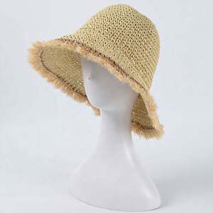 Nuevo y Moderno Sombrero de Paja para Mujer, Diseño con Borde Deshilachado, Plegable y Fácil de Guardar, para Playa, Verano, Protección Solar, Tejido de Ganchillo - Product Image 4