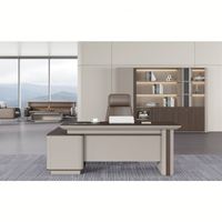 Bureau de direction moderne de luxe haut de gamme Foshan 1,4 m avec armoire de rangement, bureau de PDG/manager en bois grain chevron silencieux