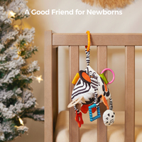 Jouets sensoriels en peluche pour bébé Tumama Kids, blocs souples triangulaires à 4 faces, noir et blanc, jouets pour siège auto et poussette, hochet suspendu doux