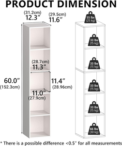 Organizador de Almacenamiento Blanco de 5 Cubos, Estantería Abierta Independiente para Oficina en Casa, Dormitorio, Sala de Estar o Estudio - Product Image 4
