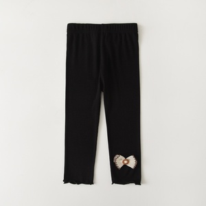 Leggings Estivi Sottili in Cotone e Rayon Stampati <span class=keywords><strong>per</strong></span> Bambine, <span class=keywords><strong>Pantaloni</strong></span> Casual con Elastico in Vita e Bordo Arricciato - Product Image 4