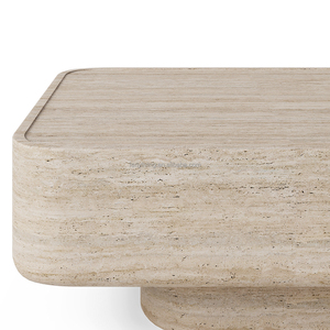 Ferly Luxury Modem phong cách Mỹ đồ nội thất phòng khách bên Bàn cà phê gỗ travertine chạm khắc Bàn cà phê - Product Image 3