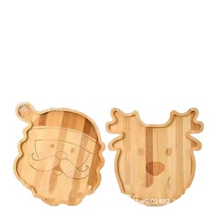 Starting Point Bamboo Wooden Santa Reindeer Gingerbread <b>Tray</b> 29.8cm Decorative Serving <b>Tray</b> For <b>Snacks</b> And Food - Product Image 2