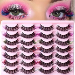 Faux cils synthétiques en vison, effet volumineux, colorés, personnalisés, effet œil de chat, bande complète, épaisseur 0,07 mm, longueur 20 mm, plateau rose - Product Image 1