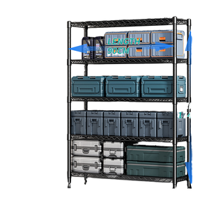 Estantería de alambre metálico negro de alta resistencia con ruedas, estante de almacenamiento ajustable para cocina, garaje y almacén, organizador de exhibición. - Product Image 6