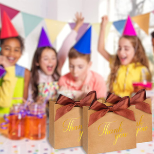 Eco-friendly Hotsale <b>Small</b> Kraft Thank You Gift Tote <b>Bag</b> For Chocolate Perfume Lipstick Bridal Shower Guest Favors Packaging - Product Image 3