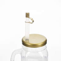Couvercles de bocaux Mason à large ouverture, carrés et ronds, en plastique transparent, étanches, écologiques, réutilisables, 28oz 32oz, avec pailles – Vente directe usine à prix abordable