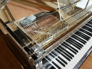 Piano à queue Heinemann Crystal, design transparent fait main avec éclairage LED en option, modèle GP-160, offrant un design transparent. - Product Image 4