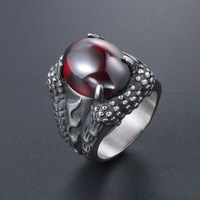 Bague pour homme en acier titane, version coréenne, avec pierre précieuse noire et rouge en forme de griffe de dragon, personnalité unique, imposante, accessoires de mode