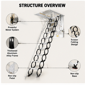 <span class=keywords><strong>Escalier</strong></span> <span class=keywords><strong>de</strong></span> <span class=keywords><strong>grenier</strong></span> télescopique électrique automatique au design moderne en alliage d'aluminium pour usage domestique, à montage sur toit - Product Image 5