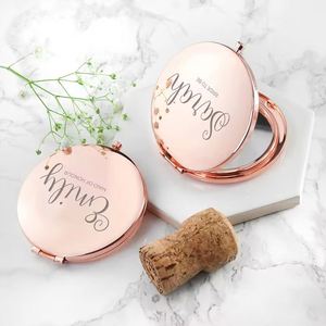 Personalized Mirror Cosmetic Round Rose Gold Pocket Make up Mirror for Bridesmaid Wedding Guest <b>Gifts</b> - Product Image 5