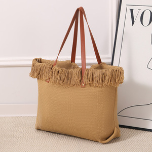 Hot Selling Large Capacity Fashion Durable Outdoor Shopping Tote <b>Bag</b> Student Woven <b>Beach</b> Shoulder Canvas <b>Bag</b> - Product Image 1