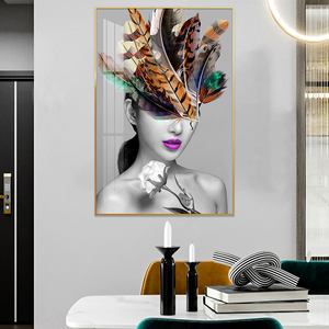 Une <span class=keywords><strong>femme</strong></span> dans une coiffe à plumes Wall Art Decor <span class=keywords><strong>Toile</strong></span> conçue <span class=keywords><strong>sur</strong></span> <span class=keywords><strong>toile</strong></span> Poster <span class=keywords><strong>Peinture</strong></span> pour la décoration <span class=keywords><strong>de</strong></span> la chambre et <span class=keywords><strong>de</strong></span> la maison - Product Image 3