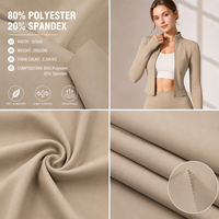 Tissu tricoté personnalisé en couleurs variées, 260 GSM, 80 % polyester, 20 % élasthanne, largeur 167 cm, approvisionnement en gros