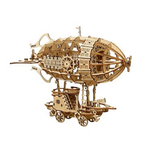Maquette Puzzle 3D Stéréo en Bois, Dirigeable, Jouet Créatif DIY Écologique, 51-100 Pièces, Modèle de Simulation à Transmission Mécanique, Cadeau
