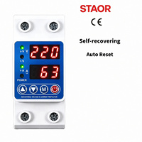 Protector de Sobretensión y Baja Tensión 63A 220V, Relé de Corriente Digital Ajustable con Pantalla LED Dual y Recuperación Automática