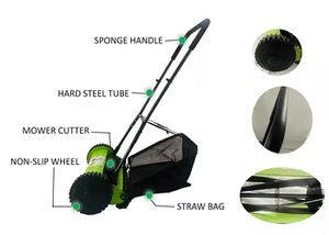 16-Inch Dual-Wheel Manual Reel <strong>Mower</strong> Industrial Steel Blade DIY 5 Blades Precision Lawn Adjustable <strong>Height</strong> Residential Small - Product Image 6