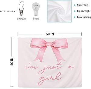 Tapiz femenino con lazo de <span class=keywords><strong>coqueta</strong></span> rosa, decoración de habitación de <span class=keywords><strong>coqueta</strong></span>, tapiz estético preppy rosa para colgar en la pared para decoración de <span class=keywords><strong>dormitorio</strong></span> - Product Image 2