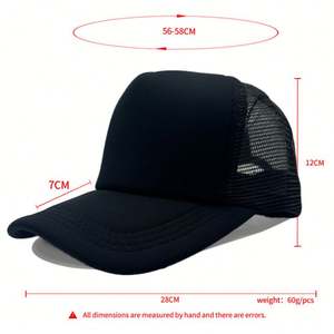 Casquette de camionneur à sublimation ; Casquette de baseball classique en maille avec logo personnalisé, casquette à 5 panneaux, casquettes de camionneur en mousse unie pour homme - Product Image 4