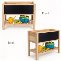 Table de jardinage pour enfants en bois de pin massif naturel avec tableau noir et étagère de rangement pour les activités de plantation en plein air