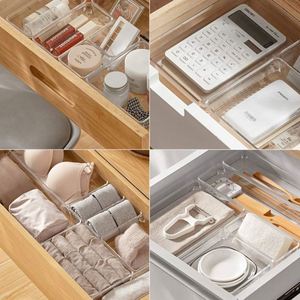 Organisateur de tiroir de bureau transparent en plastique, fournitures de bureau, cosmétiques, contrôle du désordre, séparateurs multi-sections, modèle USA 823 Usa - Product Image 3