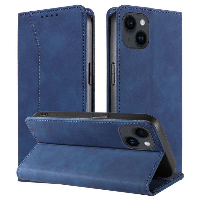 PU Leather Wallet Flip Cell Phone Case for iPhone 14 - Stand Cover with 2 Card Slots, Magnetic Closure & Shockproof Shell