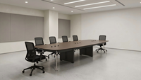 Table de réunion intelligente commerciale MFC avec prises électriques et base en acier finition miroir