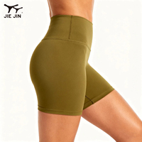 Shorts de yoga taille haute à compression bout bout à bout de couleur unie en polyester coton pour femmes vente en gros JIEJIN