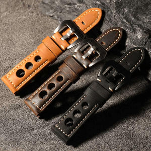 Bracelet de montre en cuir véritable Crazy Horse de haute qualité pour montres de 20 mm, 22 mm, 24 mm, respirant, imperméable, style rallye - Product Image 2