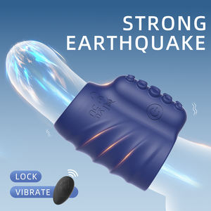 Coppie che condividono giocattoli sessuali anello pene vibrante due dita manica Multi-resistenza blocco capezzolo glande clitoride G stimolazione Spot - Product Image 3