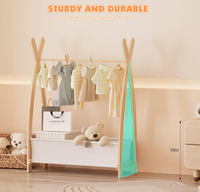 Kleiner Kinder-Kleiderständer aus Holz, Montessori Garderobenständer, Kleiderschrank-Organizer mit Kleiderstange für Kleinkinder und Babys