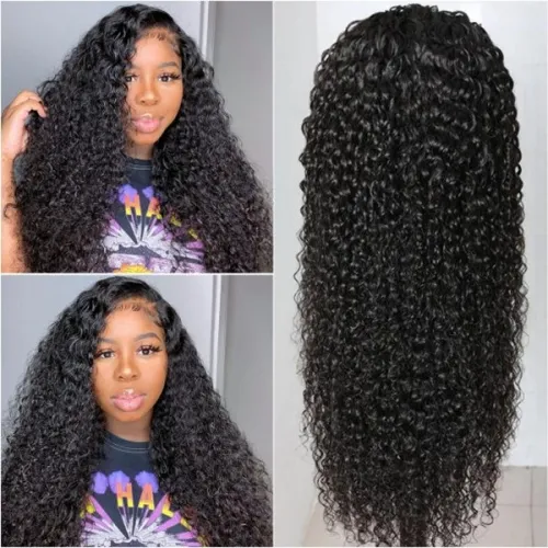 Deep Curly Wave Brown Highlight Human Hair Wigs Straight Wave Human Hair Wig With Highlighted Long Full Frontal HD Lace Wig