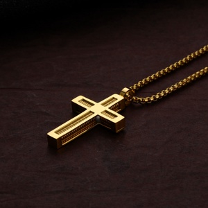 2018 Hot Selling Stainless Steel Men Gold Cross Pendant <b>Necklace</b> - Product Image 6