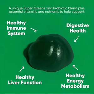 Nhà máy siêu Xanh Gummies siêu thực phẩm xanh hàng ngày bổ sung với rau bina, bông cải xanh, Moringa, củ cải đường, cần tây, trà xanh - Product Image 2