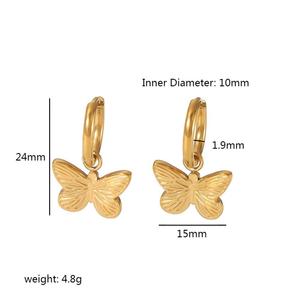 Pendientes de Aro con Forma de Mariposa, Oro de 18K, Acero Inoxidable, Joyería de Moda para Mujer, para Fiestas - Product Image 5