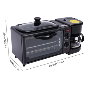 Machine à café en plastique avec fonction de coupure automatique, four grille-pain électrique 3-en-1 Don Feliz 1250W, station petit-déjeuner domestique - Product Image 3