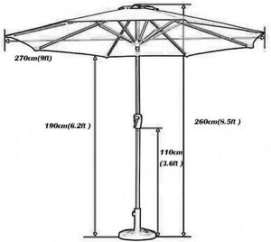 Sombrillas de Mesa Modernas de Aluminio con Inclinación Automática para Exteriores, para Mercados, Patios, Gimnasios y Hoteles - Parasol para Piscina - Product Image 6