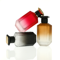 Luxuriöse Einzigartige Craquelé-Glasflasche 30ml 50ml 100ml Parfümflasche mit Individuellen Farbverläufen und Etikett Runder Schwarzer Deckel Leere Glasflasche
