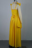 Chic Robes 2025 à Nœud Halter Longues Volants Dos Nu Robe Asymétrique Taille Haute Robes d'Été Slim Fit pour Femmes