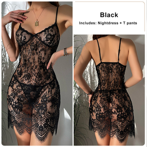 Robes de nuit en dentelle pour femme, grandes tailles, vêtements de nuit pour femmes, robes de soirée - Product Image 4