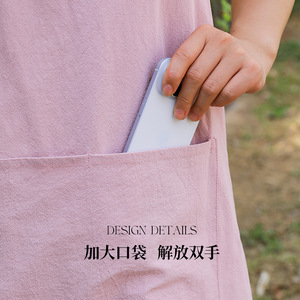 Pink Bib Apron Solid Color Dirt Repellent For Gardening Kitchen Home Use Adult Women - Product Image 4