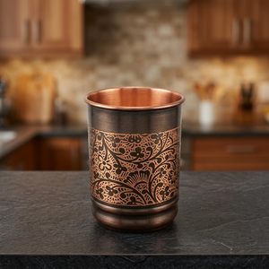 Vaso de Cobre con Diseño Floral Tradicional, Reutilizable para Bebidas Calientes, Regalo para Adultos - Product Image 4