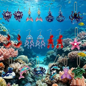 YRIHJIXQ 3 moldes de silicona de animales marinos para llaveros, resina epoxi, estrella de mar, pulpo, llaveros DIY, colgantes, joyería, manualidades - Product Image 3