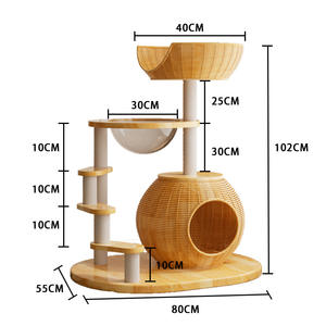 Papan goresan tempat tidur kucing, Modern mewah tiang besar kayu padat rangka panjat tebing papan untuk ruang kecil gaya pinggul luar angkasa - Product Image 2