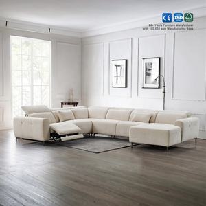 लिविंग रूम के लिए बहुक्रियाशील एल आकार कोने सोफा बिस्तर लिविंग रूम एर्गोनोमिक फैब्रिक समायोज्य कुर्सी और हेडरेस्ट - Product Image 1