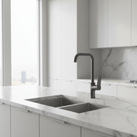Robinet de cuisine monotrou en or brossé, eau chaude et froide, pour évier de cuisine